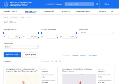 Сопровождаем официальный портал министерства имущественных и земельных отношений Нижегородской области